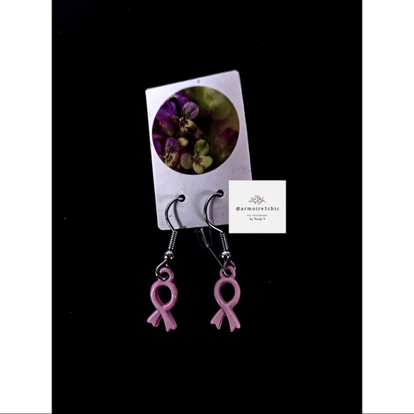 3 for $15! | Awareness EARRINGS | BREAST CANCER Pink Ribbon | French Hook - Picture 4 of 5